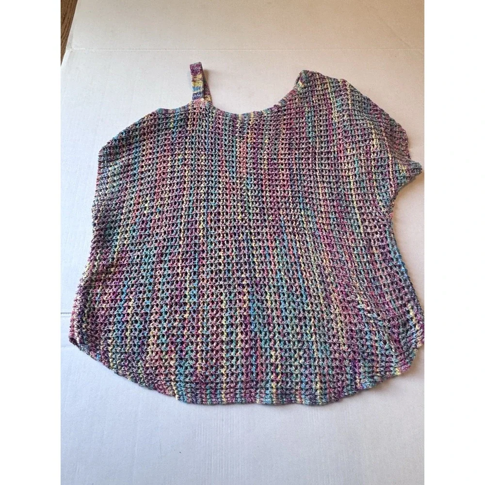 Cato Est 1948 Multicolor‎ Retro Y2K Knit One Shoulder Sweater Top Size Large